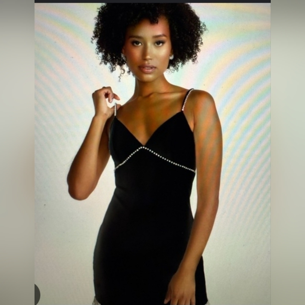 Wild Fable Black Velvet Top with Rhinestone Detail